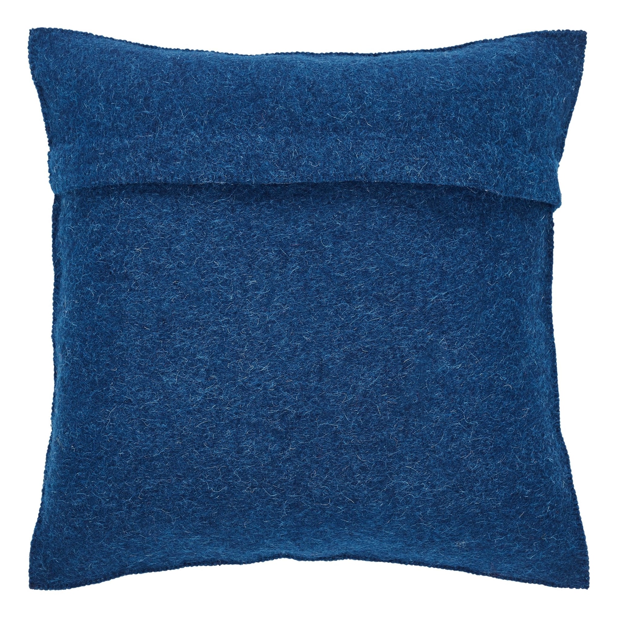 Blue textured pillow on a white background