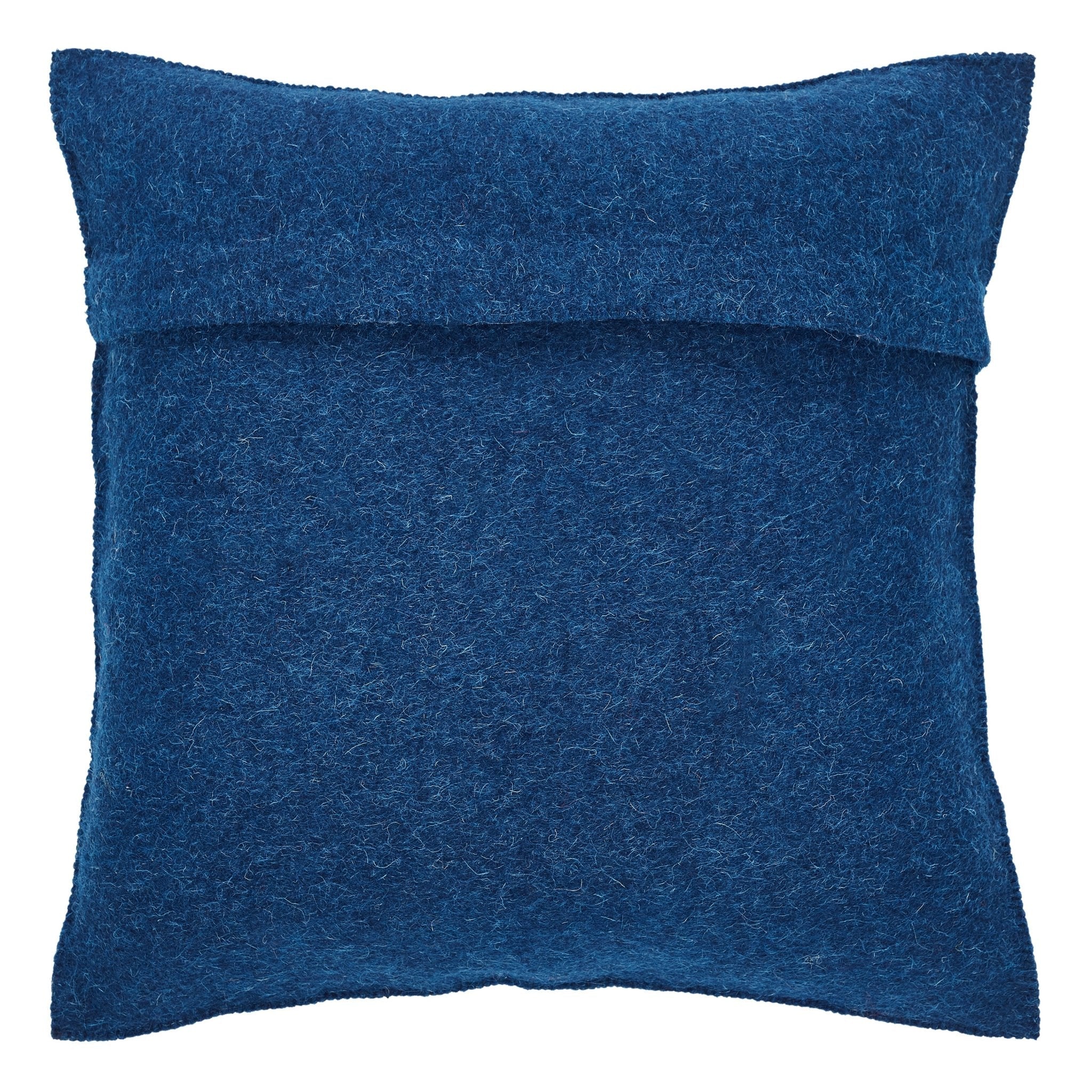 Blue textured pillow on a white background
