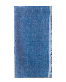 Blue denim fabric on a white background