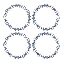 Four decorative circular frames with intricate designs on a white background