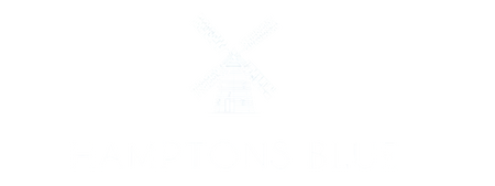 Logo of Hamptons Blue with a windmill icon on a white background