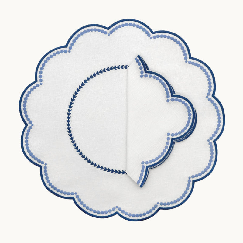 Lilibeth Linen White & Blue Placemat - Set of 4
