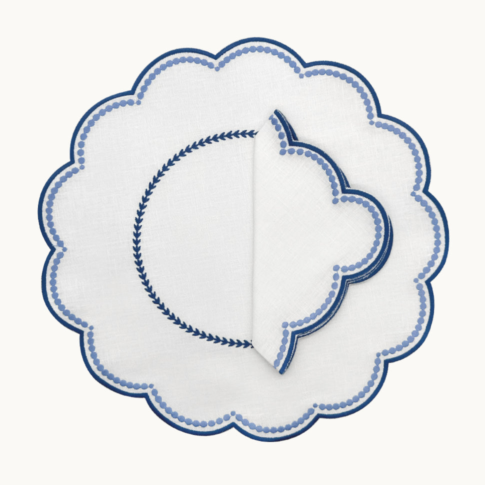 Lilibeth White & Blue Napkin - Set of 4