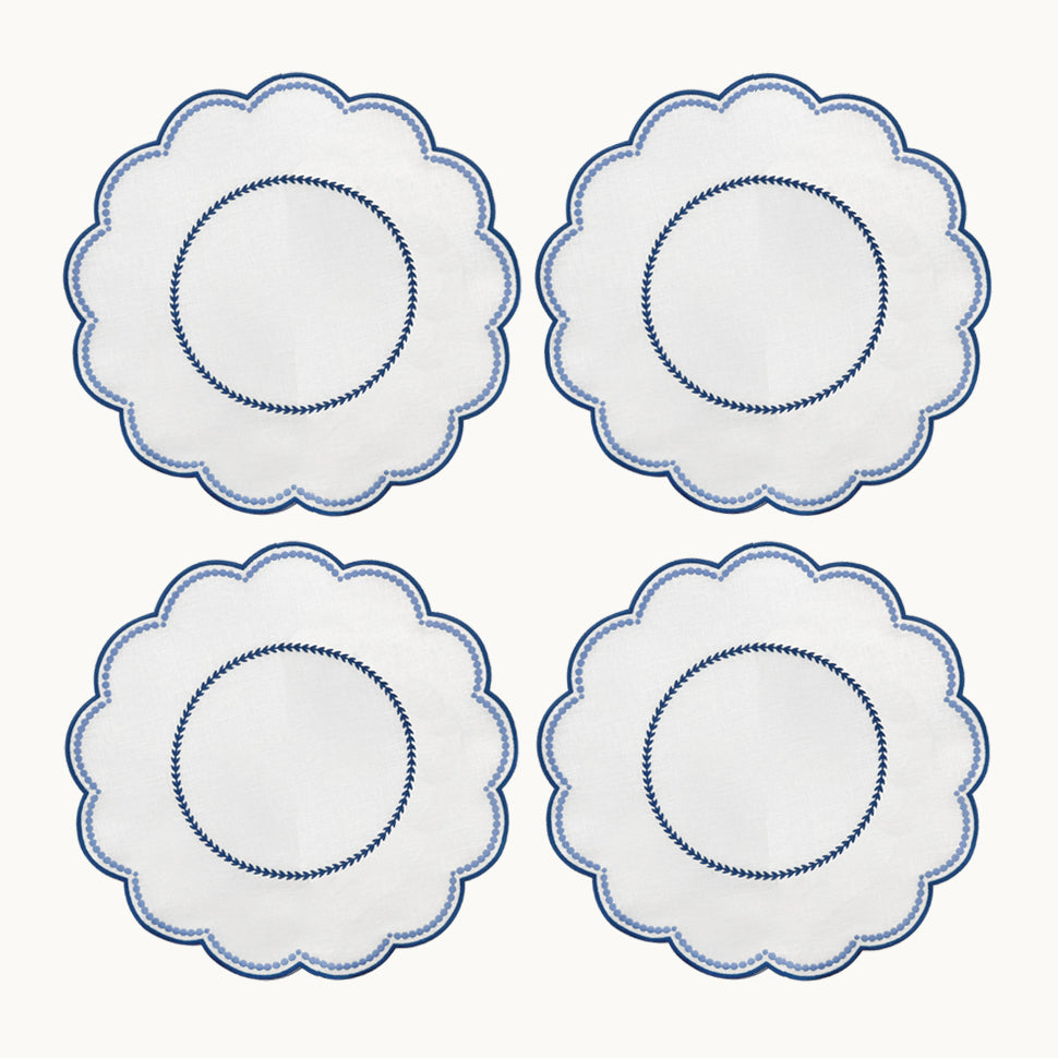 Lilibeth Linen White & Blue Placemat - Set of 4