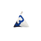 Triangular flag with blue number '3' on a white background