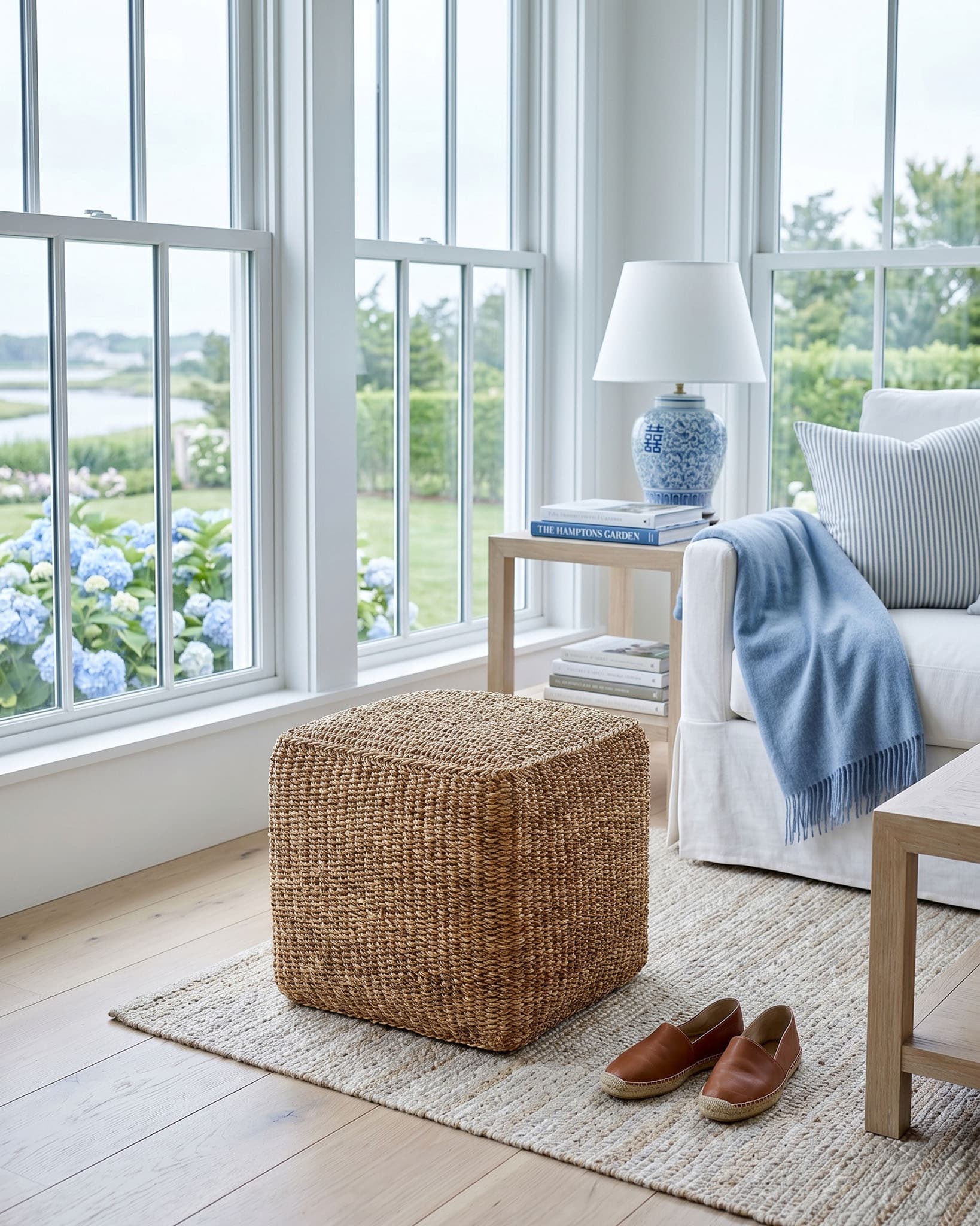 Seagrass Square Pouf