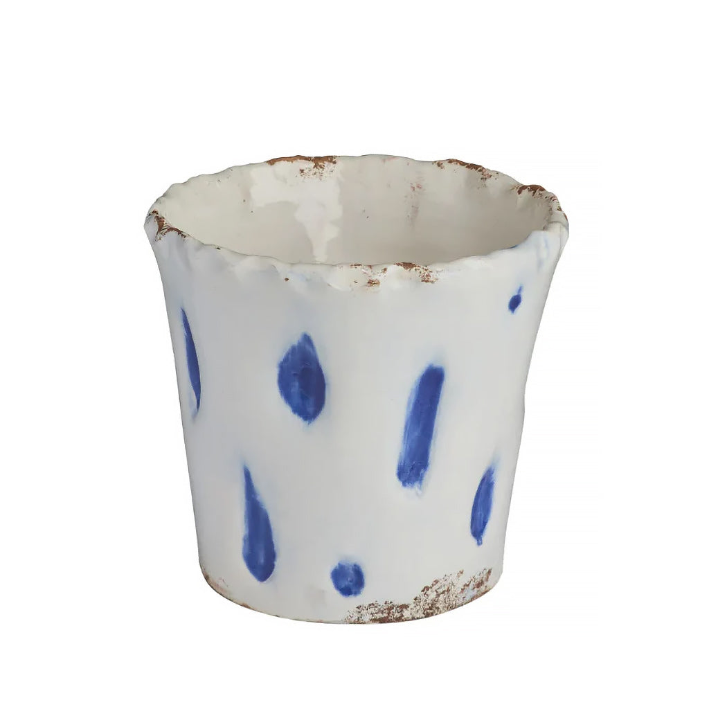 Aegean Cachepot w/ Blue Dots