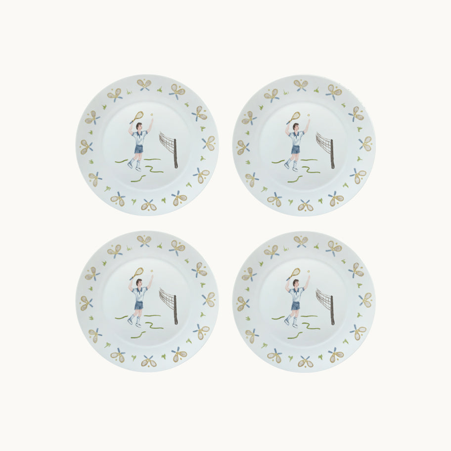 Tennis Gentleman Dessert Plate - Set of 4