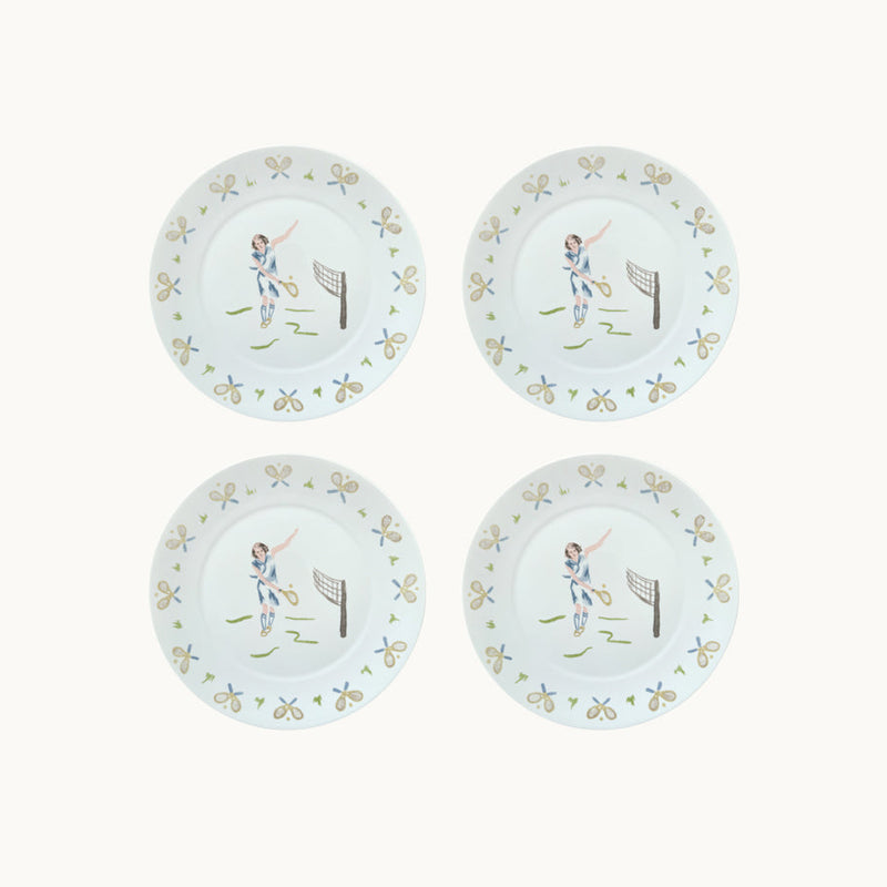 Tennis Lady Dessert Plate - Set of 4