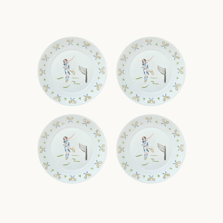 Tennis Lady Dessert Plate - Set of 4