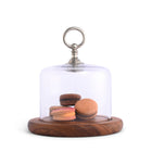Classic Pewter Ring Glass Covered Cheese Wood Board Wood 6.5" D