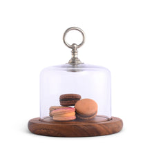 Classic Pewter Ring Glass Covered Cheese Wood Board Wood 6.5" D