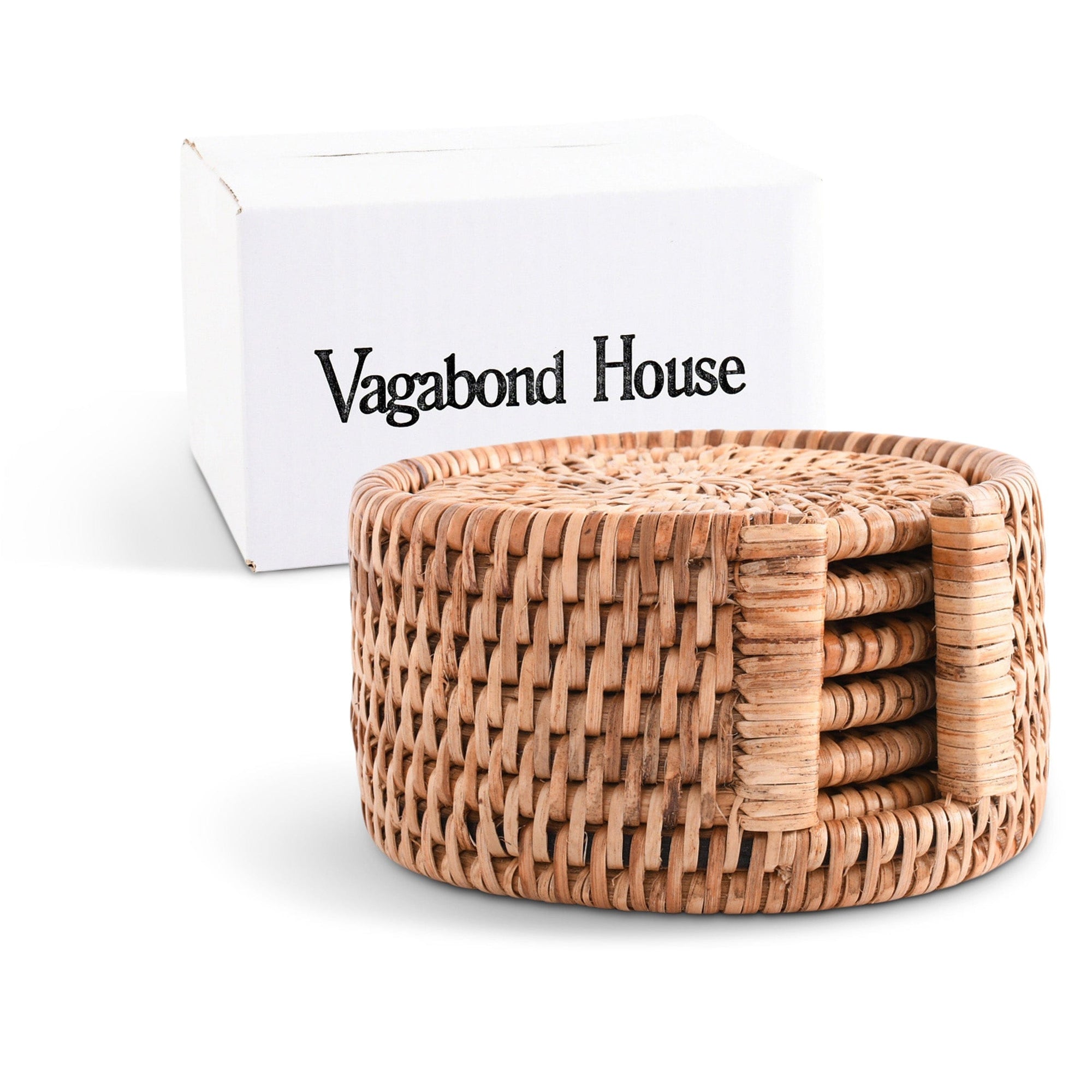 Hand Woven Rattan Wicker Coaster Set - 6 Coasters