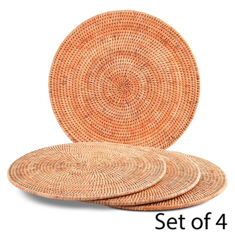 Hand Woven Wicker Rattan Round Placemat - Set of 4