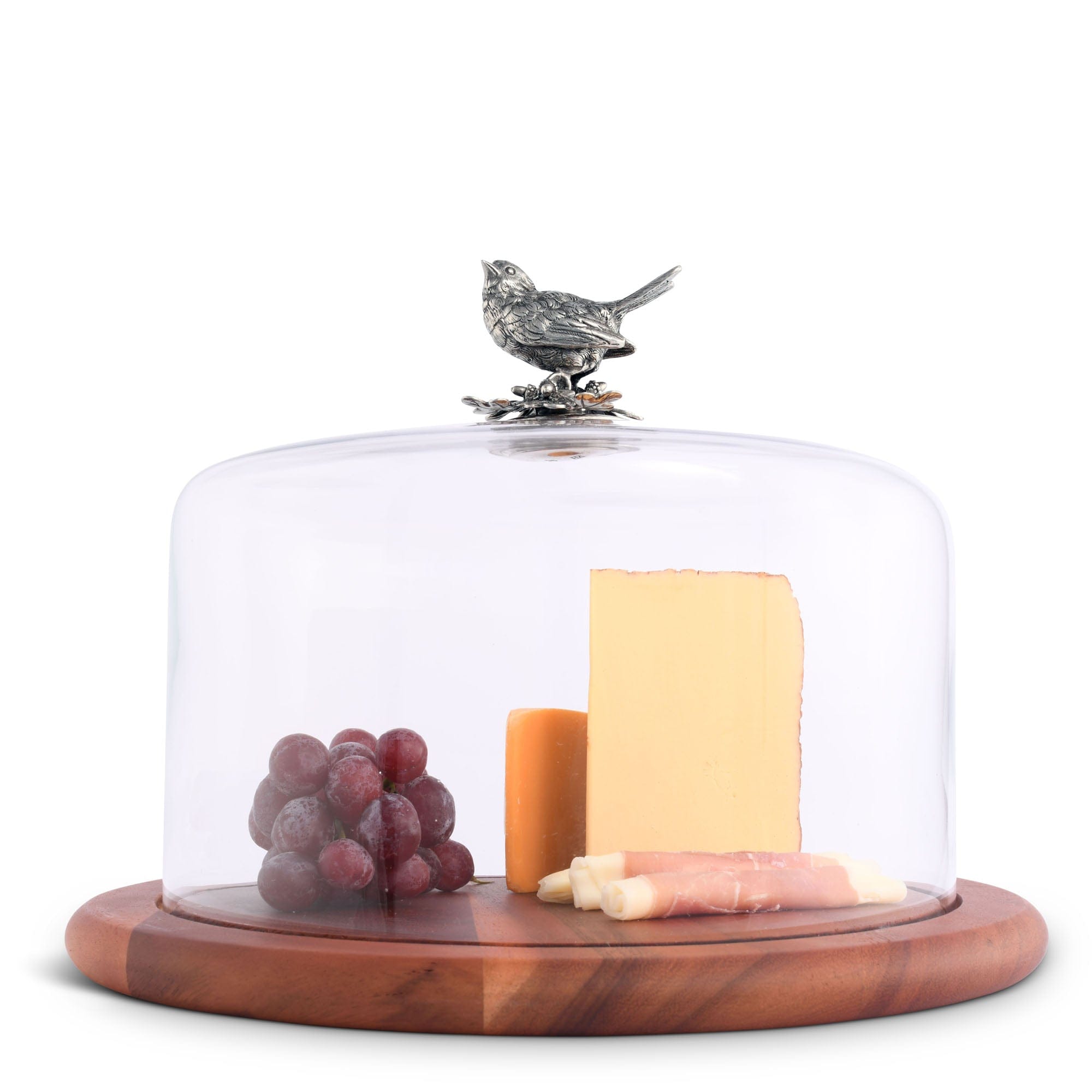 Song Bird Glass Covered Cheese Wood Board Wood 13" D